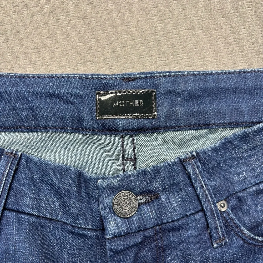 MOTHER The Looker Crop Skinny Jeans Bright Eyes Blue Denim Made in USA‎ Size 26